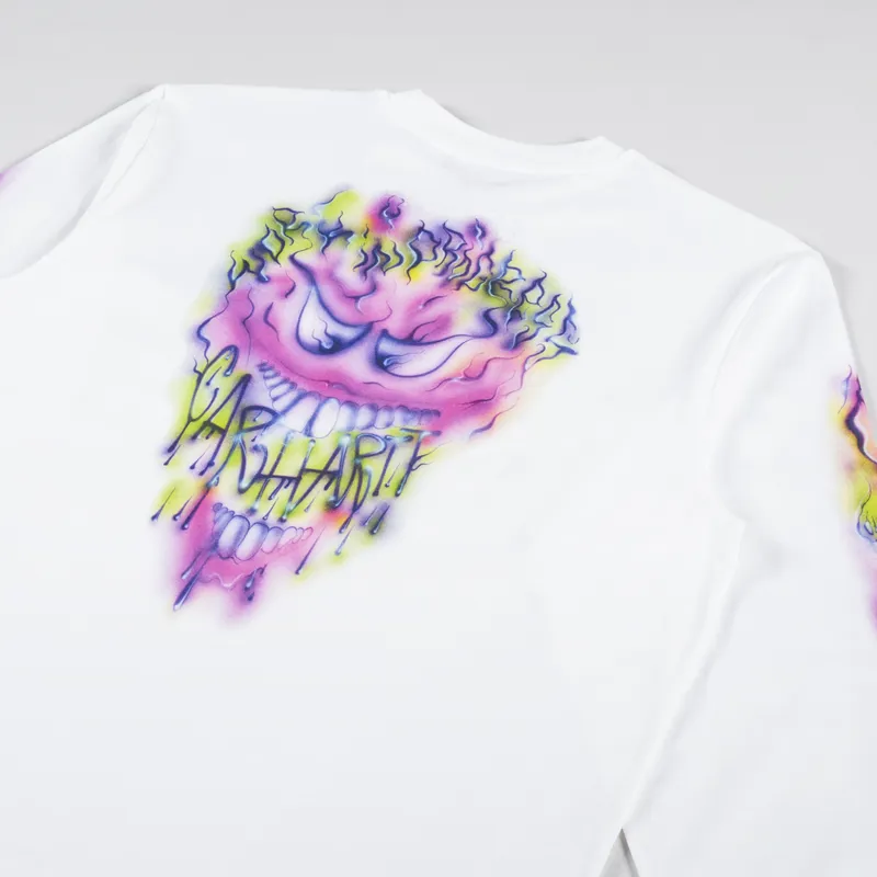Carhartt WIP Womens Long Sleeve Babybrush Grin T Shirt White-2