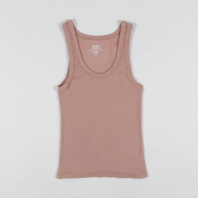 Colorful Standard Womens Organic Rib Tank Top Rosewood Mist