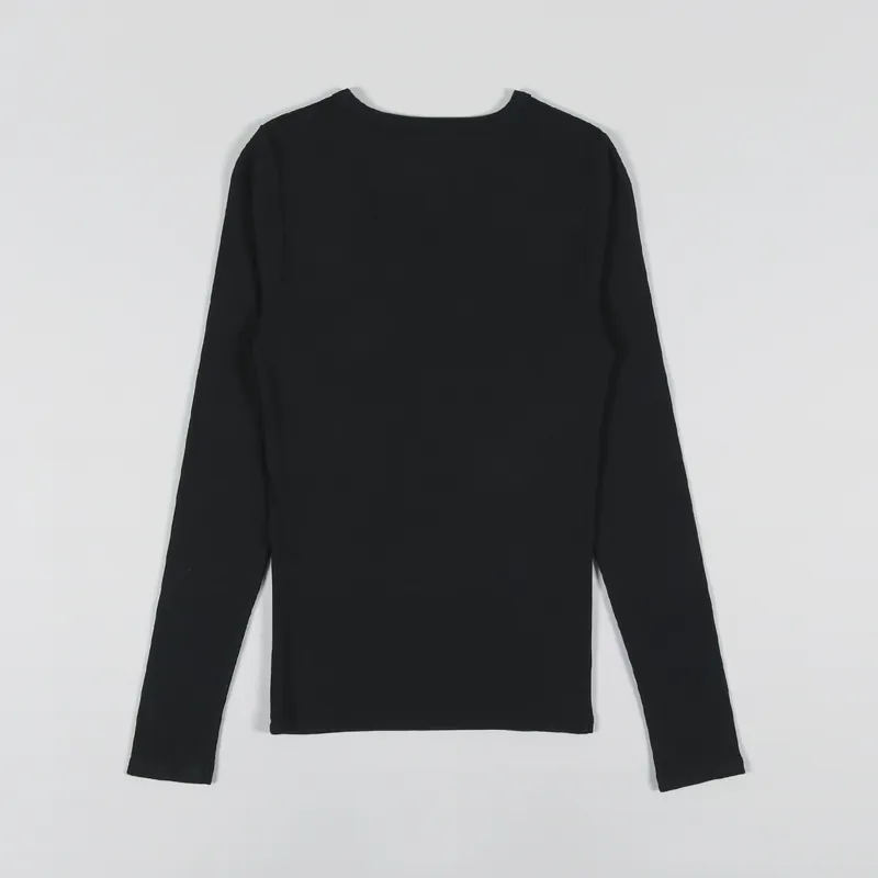 Colorful Standard Womens Organic Rib Long Sleeve T Shirt Deep Black-3