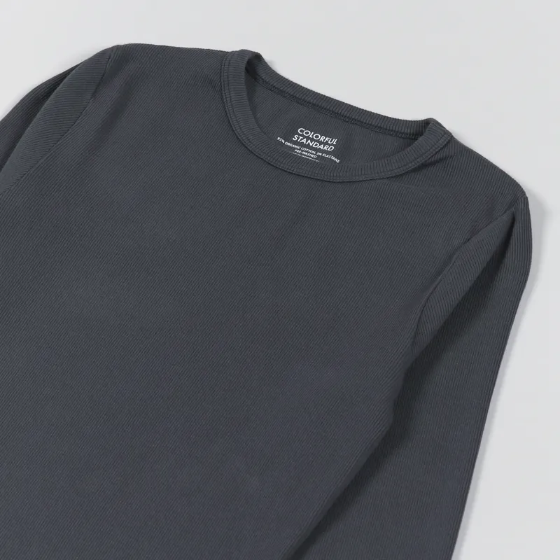Colorful Standard Womens Organic Rib Long Sleeve T Shirt Lava Grey-4