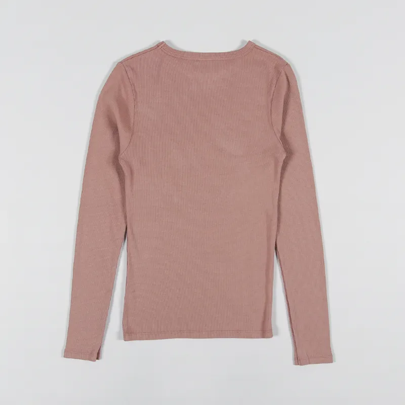 Colorful Standard Womens Organic Rib Long Sleeve T Shirt Rosewood Mist-3