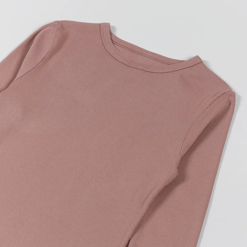 Colorful Standard Womens Organic Rib Long Sleeve T Shirt Rosewood Mist-4