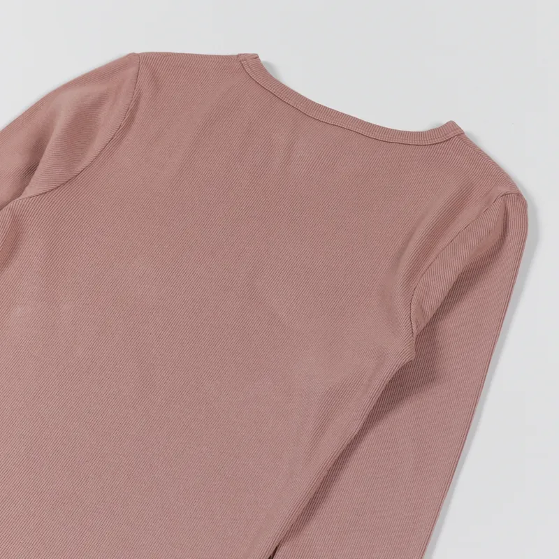 Colorful Standard Womens Organic Rib Long Sleeve T Shirt Rosewood Mist-5