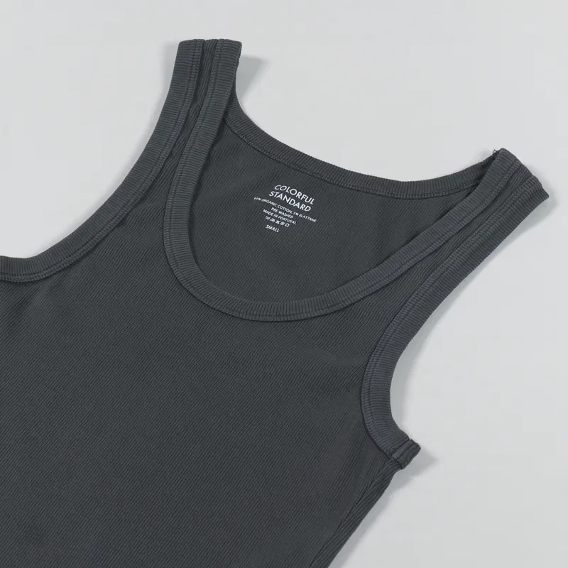 Colorful Standard Womens Organic Rib Tank Top Lava Grey-4