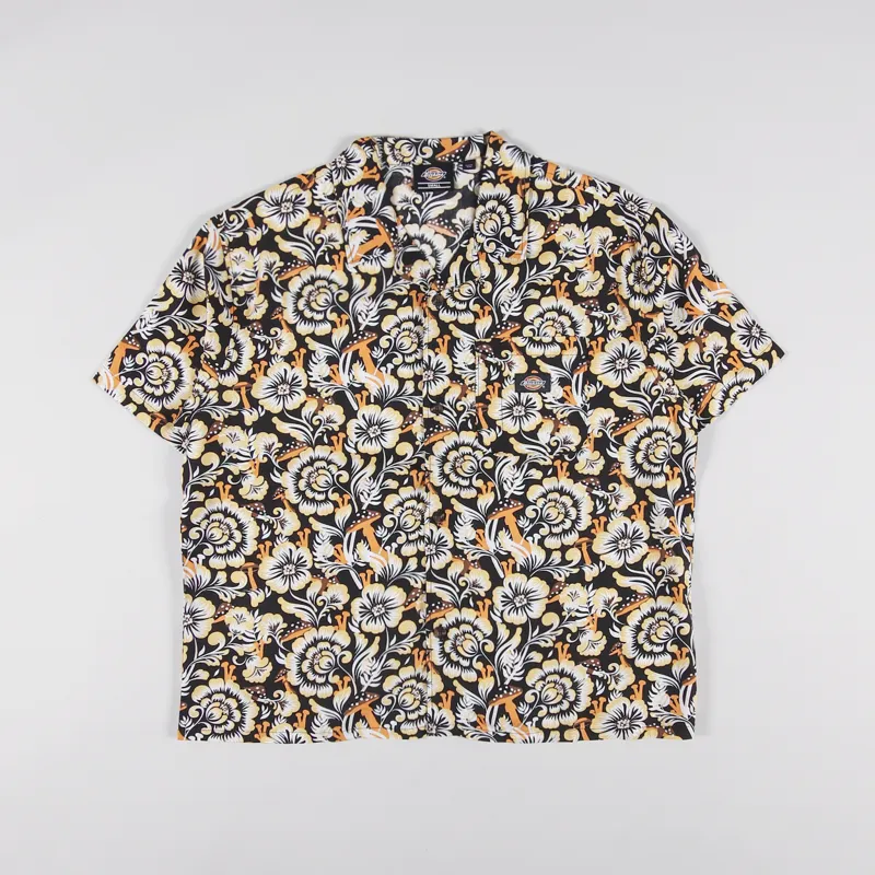 Dickies Womens Roseburg Short Sleeve Shirt Black Floral