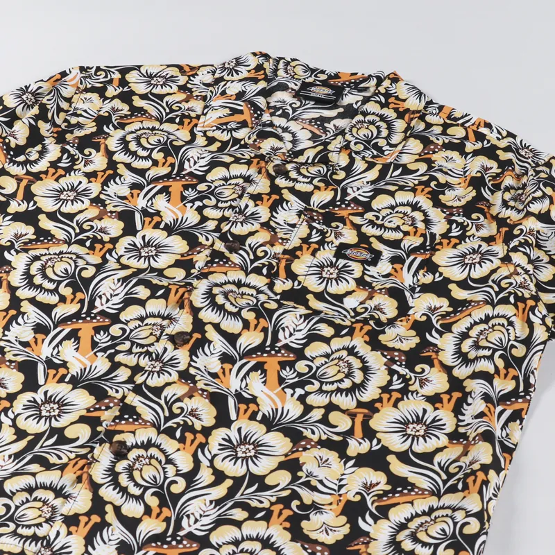 Dickies Womens Roseburg Short Sleeve Shirt Black Floral-3