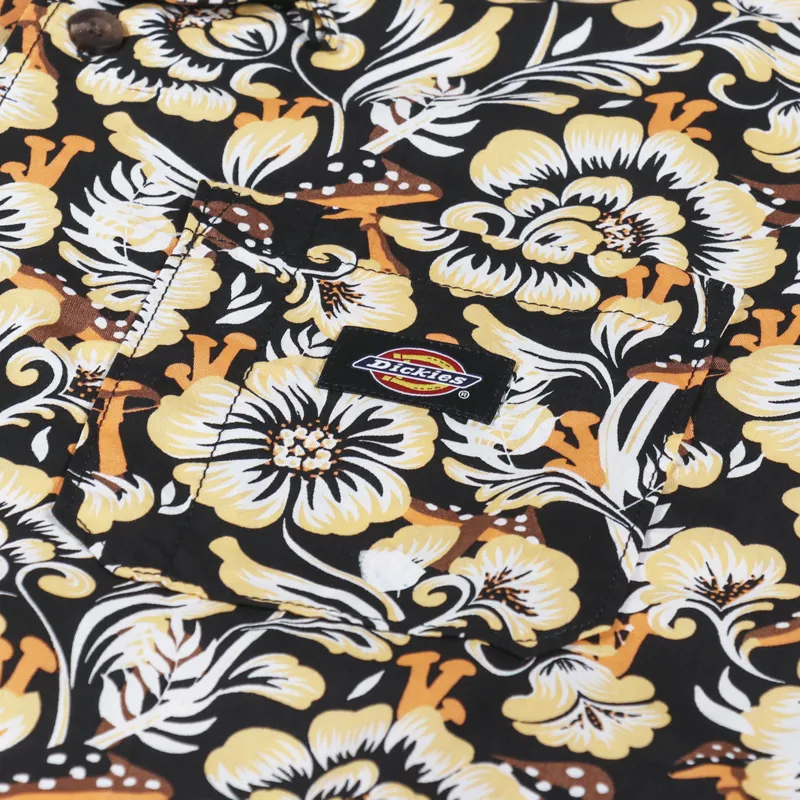 Dickies Womens Roseburg Short Sleeve Shirt Black Floral-4