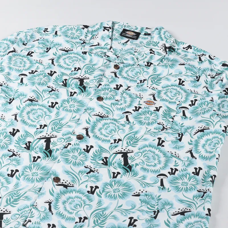 Dickies Womens Roseburg Short Sleeve Shirt Cloud Floral-2