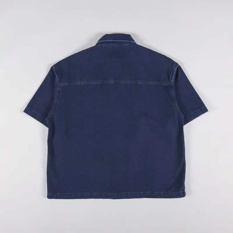 Carhartt WIP Womens Short Sleeve Lovilia Shirt Blue Stone Washed-3