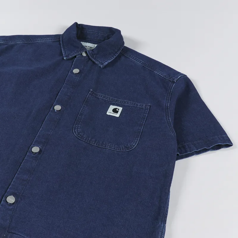 Carhartt WIP Womens Short Sleeve Lovilia Shirt Blue Stone Washed-4