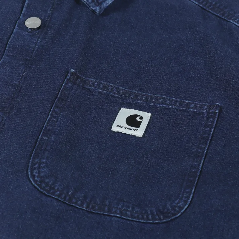 Carhartt WIP Womens Short Sleeve Lovilia Shirt Blue Stone Washed-5