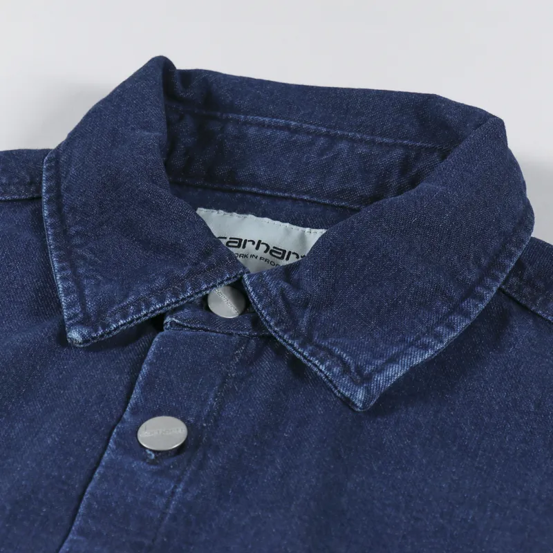 Carhartt WIP Womens Short Sleeve Lovilia Shirt Blue Stone Washed-6