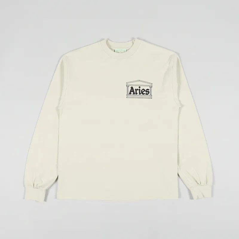 Aries Arise Womens Temple Logo Long Sleeve T Shirt Alabaster