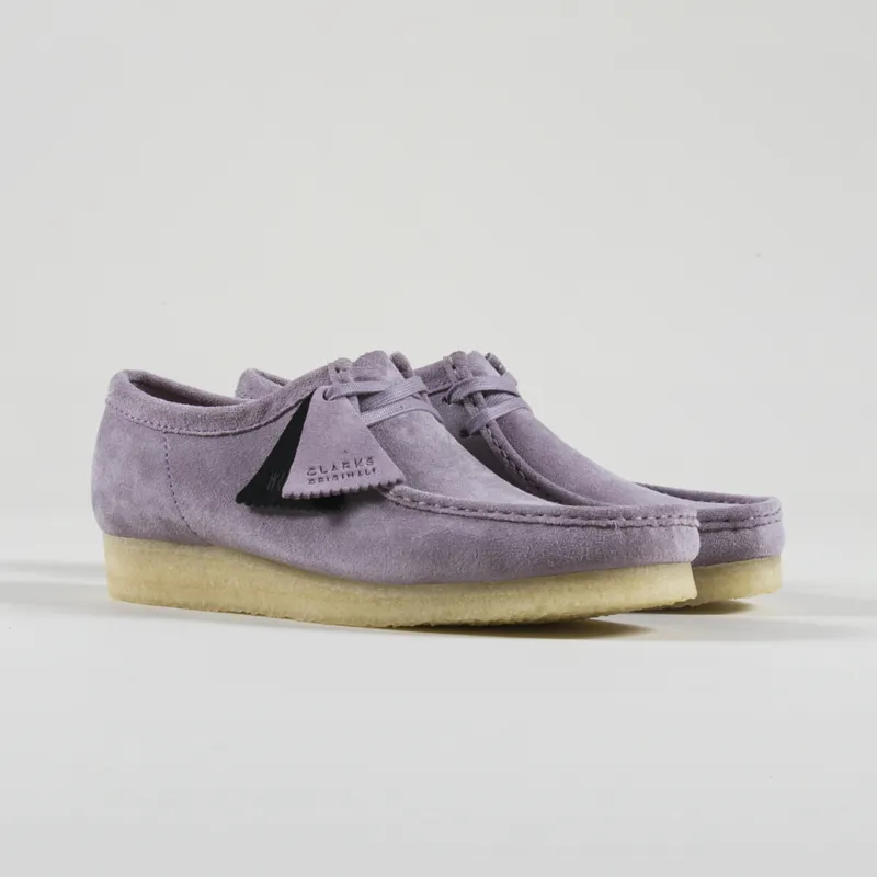 Clarks Originals Mens Wallabee Moc Shoes Mauve Purple Suede