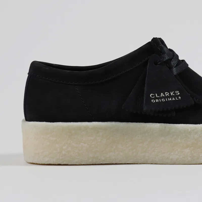 Clarks Originals Mens Wallabee Cup Moc Shoes Black Nubuck Leather