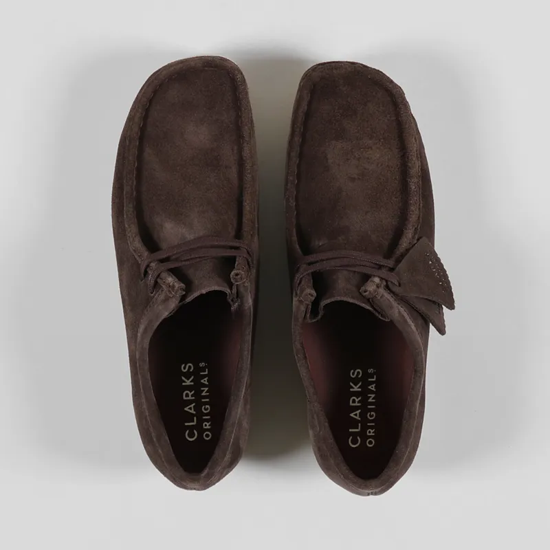 Clarks Originals Wallabee Shoes Dark Brown Suede-3