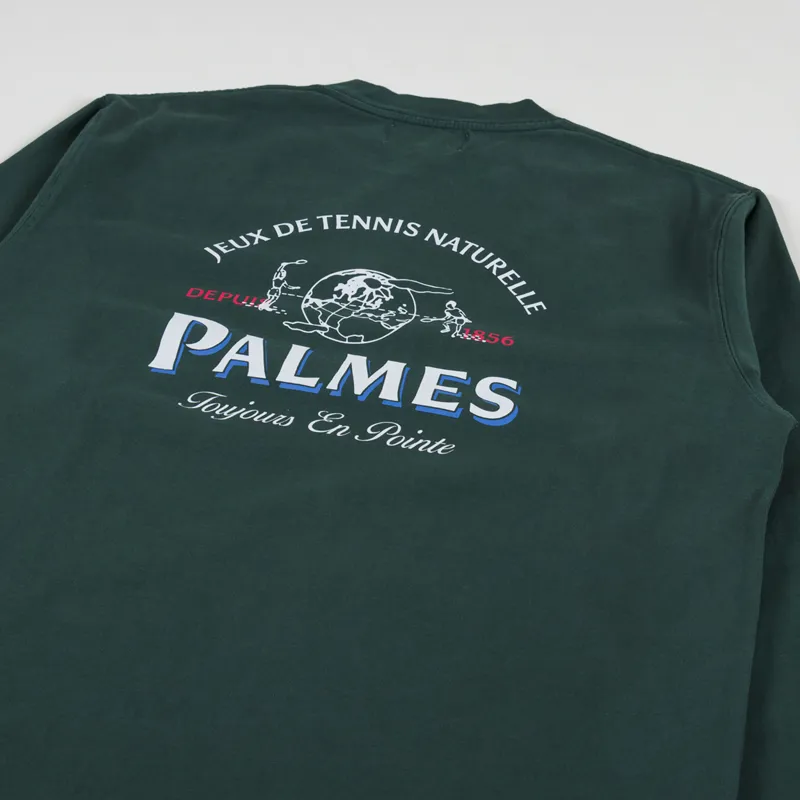 Palmes Tennis Society Water Long Sleeve T Shirt Dark Green-5