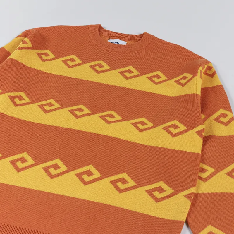 Butter Goods Waves Knit Sweater Burnt Orange-2
