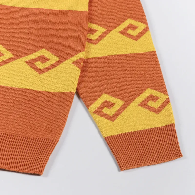 Butter Goods Waves Knit Sweater Burnt Orange-5