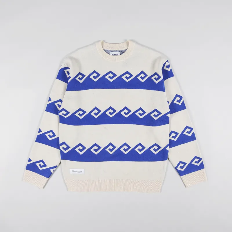 Butter Goods Waves Knit Sweater Cream
