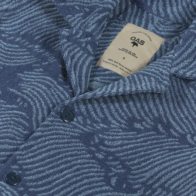 Oas Wavy Cuba Terry Shirt Blue-2