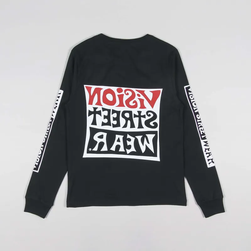 Vision Street Wear Wavy OG Box Logo Long Sleeve T Shirt Black