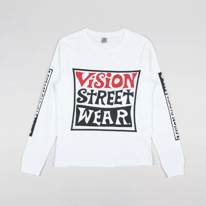 Vision Street Wear Wavy OG Box Logo Long Sleeve T Shirt White-1