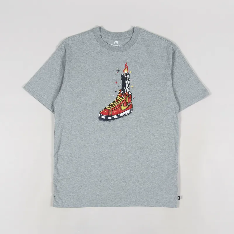 Nike SB Mens Short Sleeve Waxed T Shirt Dark Grey Heather