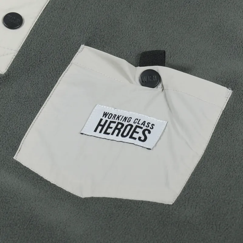 Working Class Heroes Snap Neck Microfleece Pullover Khaki Beige