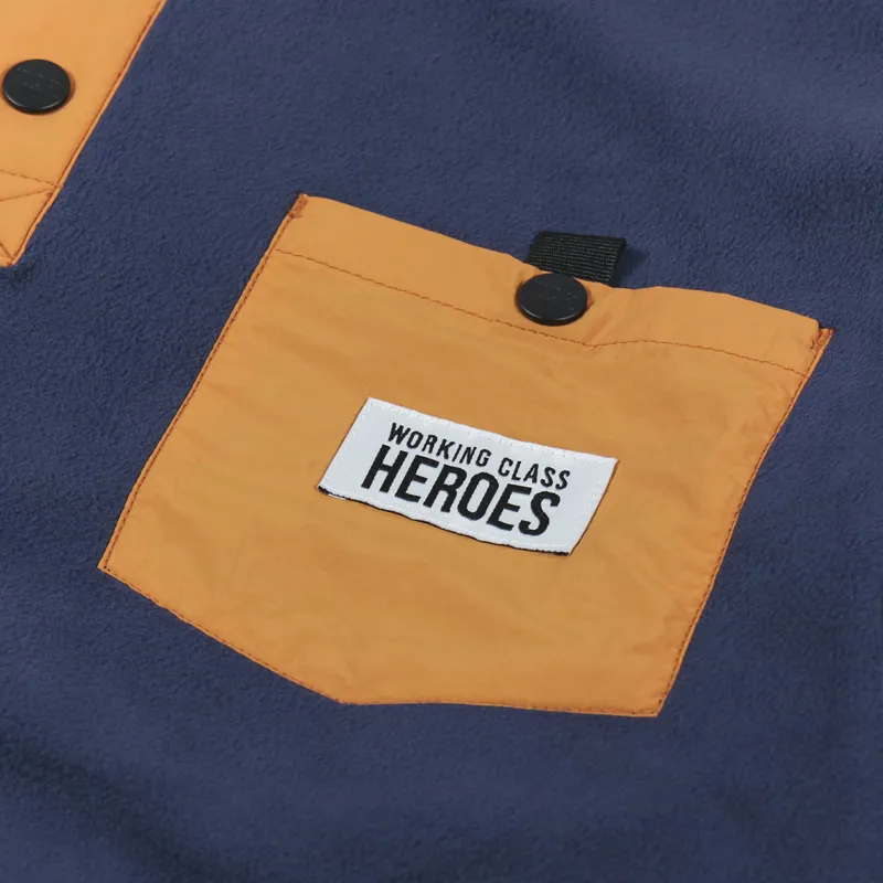 Working Class Heroes Pullover Fleece Navy Orange-4