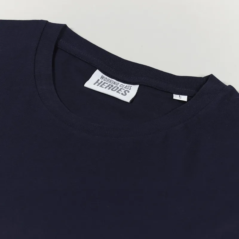 Working Class Heroes Baggy Fit Organic T Shirt French Navy-4