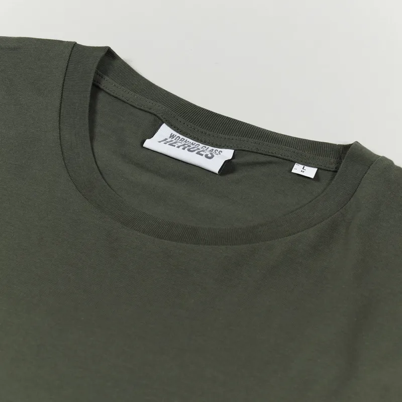 Working Class Heroes Baggy Organic Organic T Shirt Khaki-4