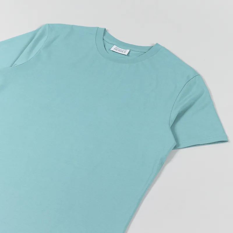 Working Class Heroes Basic Organic T Shirt Teal Monstera-2