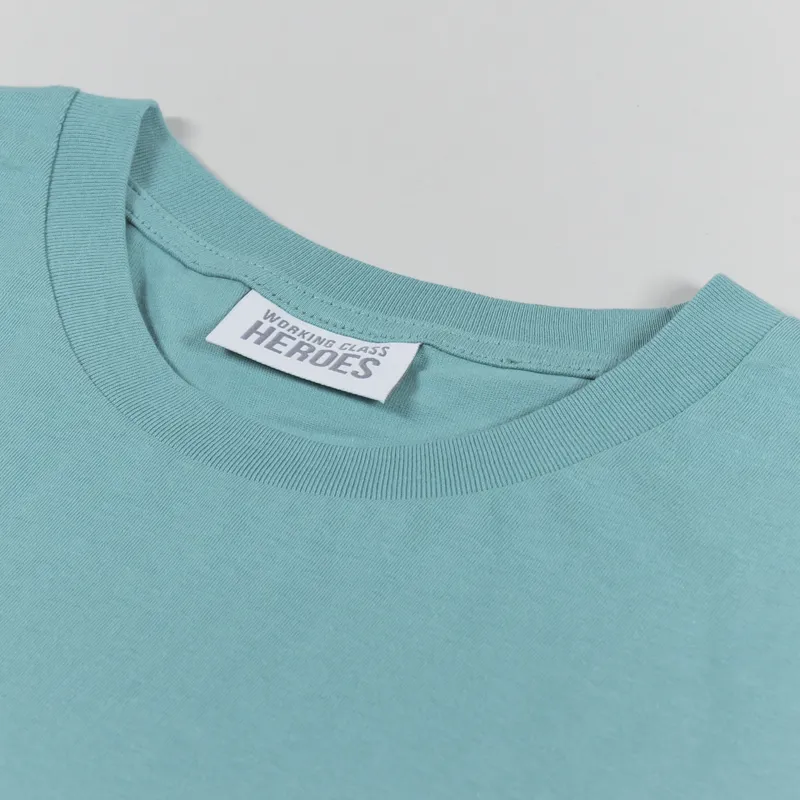 Working Class Heroes Basic Organic T Shirt Teal Monstera-3