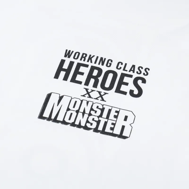 Working Class Heroes Mens Cotton Monster Graphic T Shirt White