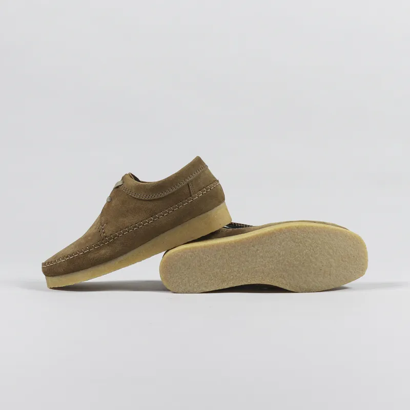 Clarks Originals Mens Weaver Shoes Green Suede Moccasins