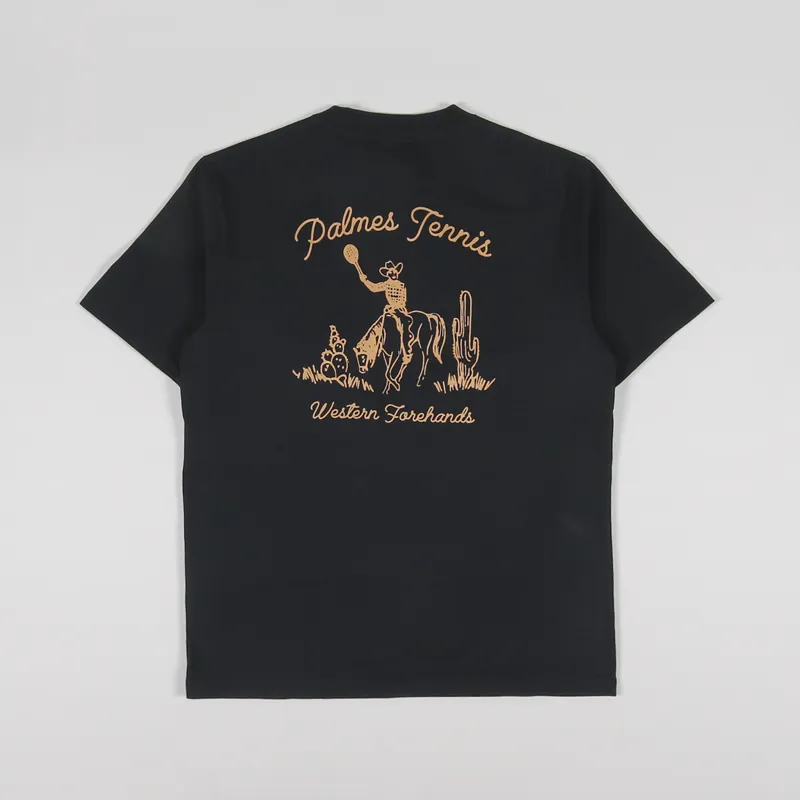 Palmes Tennis Society Western Pocket T Shirt Black