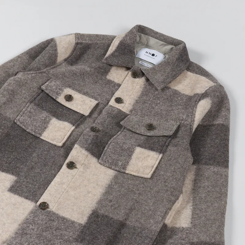 NN07 Wilas Overshirt Khaki Check-3