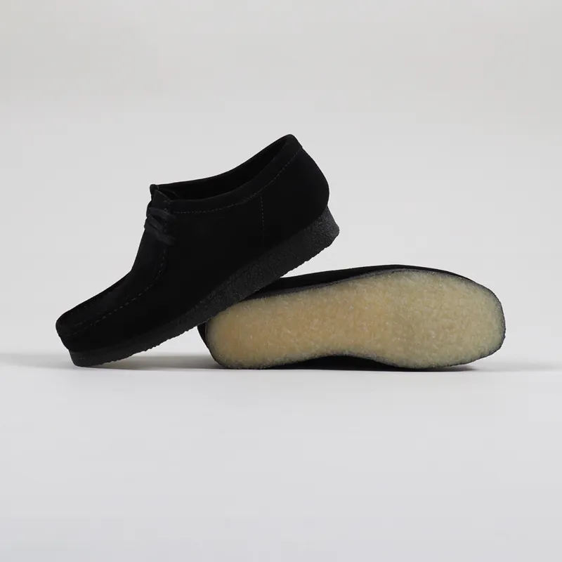 Clarks Originals Wallabee Shoes Black Suede-1