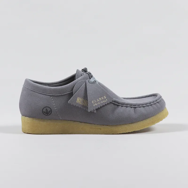 Clarks Originals Mens Wallabee Shoes Grey Vegan Suede Moccasins