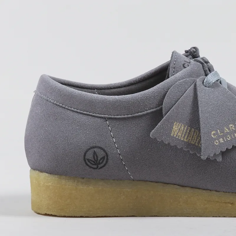 Clarks Originals Mens Wallabee Shoes Grey Vegan Suede Moccasins