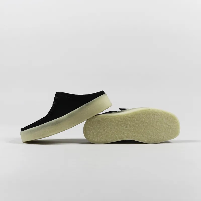 Clarks Originals Wallabee Cup Lo Mules Black Suede Warmlined