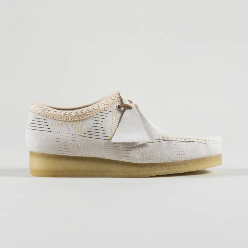 Clarks Originals Mens Wallabee Shoes Off White Hairy Suede