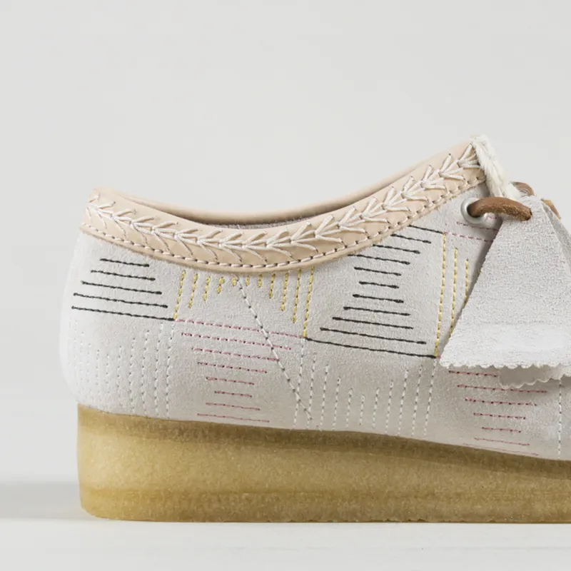 Clarks Originals Mens Wallabee Shoes Off White Hairy Suede