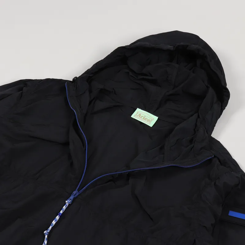 Aries Windbreaker Half Zip Jacket Black-3