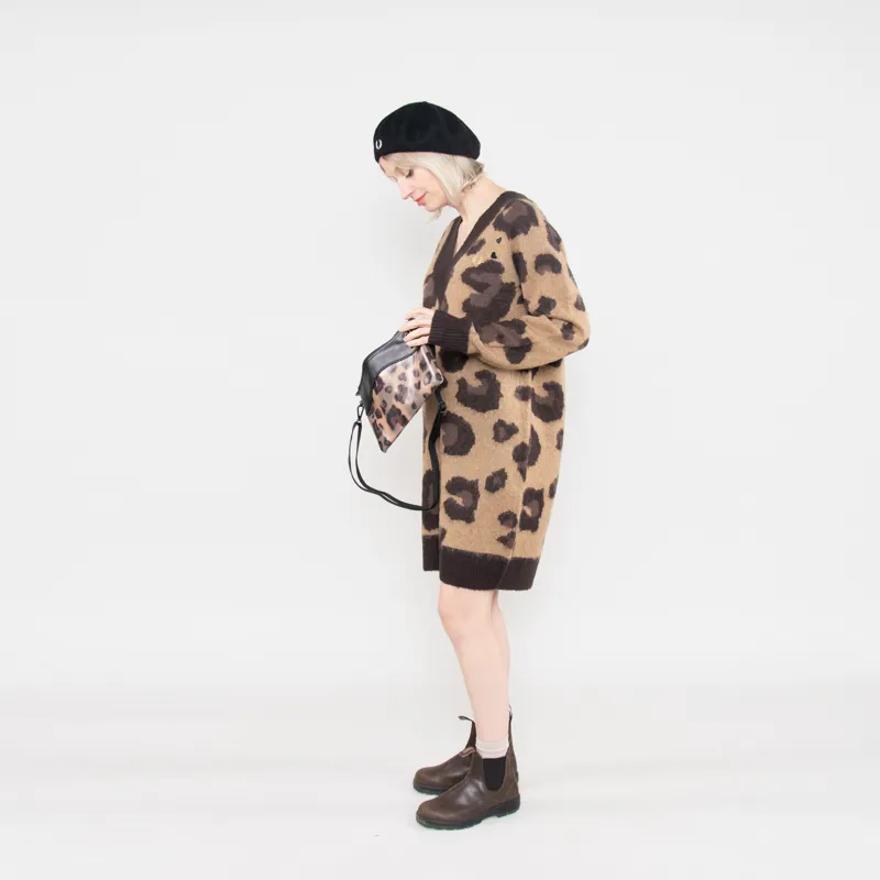 Fred Perry Womens Amy Winehouse Foundation Knitted Dress Tonal Leopard-3