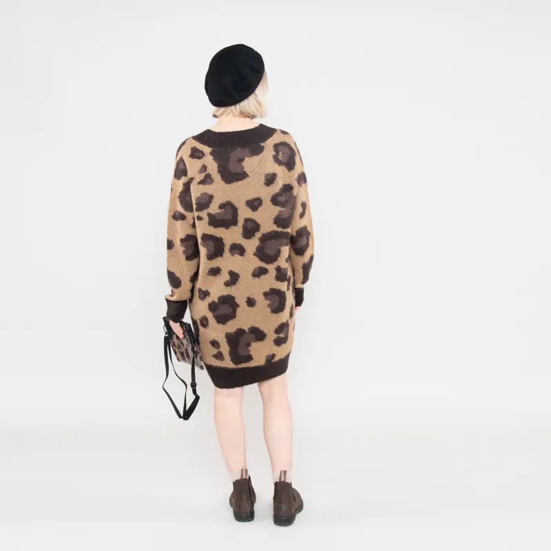 Fred Perry Womens Amy Winehouse Foundation Knitted Dress Tonal Leopard-2