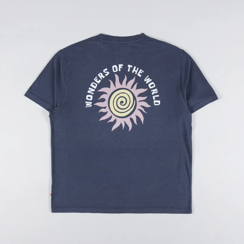 Far Afield Wonders Sun Swirl T Shirt Blue