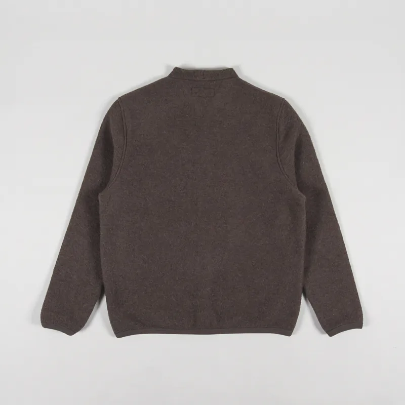 Universal Works Cardigan Brown Wool Fleece-2