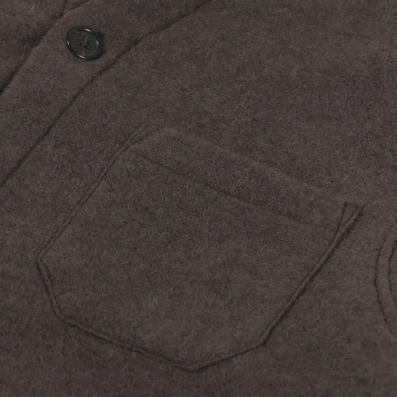 Universal Works Cardigan Brown Wool Fleece-8